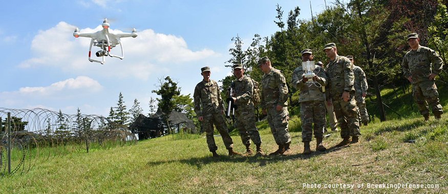 soldiers testing a drone